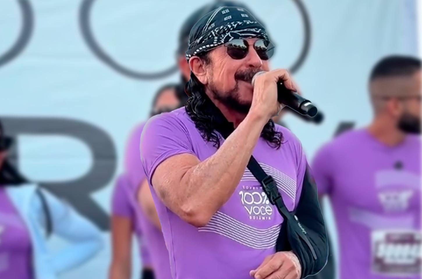 Bell Marques aparece de tipoia e fica fora da corrida 100% Você, em Goiânia, mas garante: “No show eu vou estar